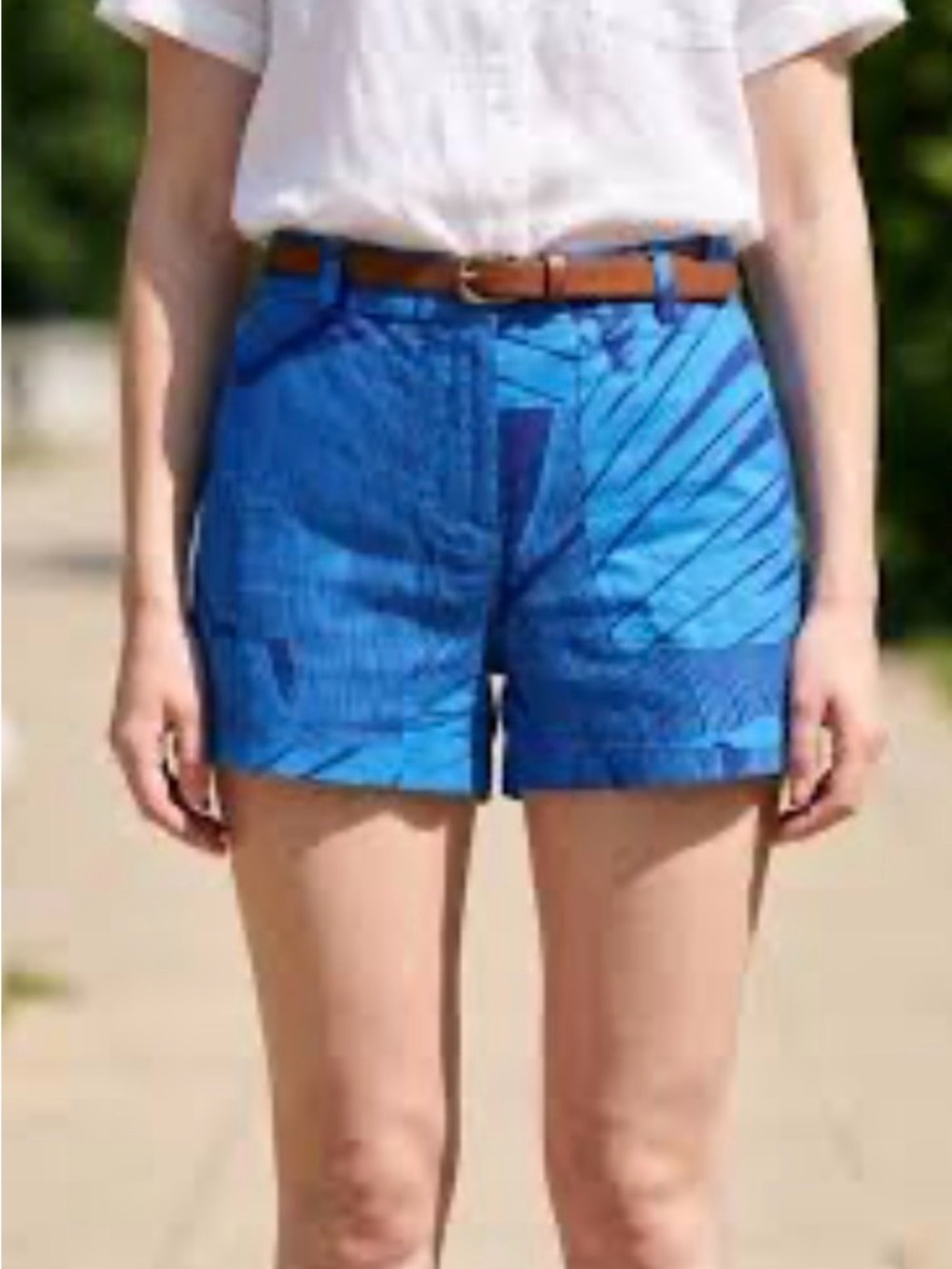 J.Crew Garden shorts in a blue palm frond print, 100% linen